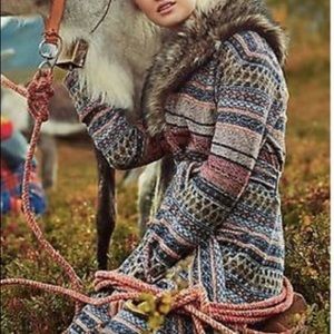 Angel of the North Sweater Coat Duster with Fur.